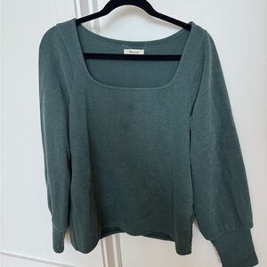 Madewell Teal Knit Square Neck Ribbed Sweater size L